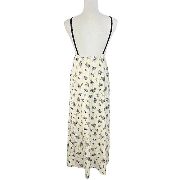 Zara Cream Floral Satin Printed and Black Crochet Knit Midi Length Dress - Picture 6 of 10